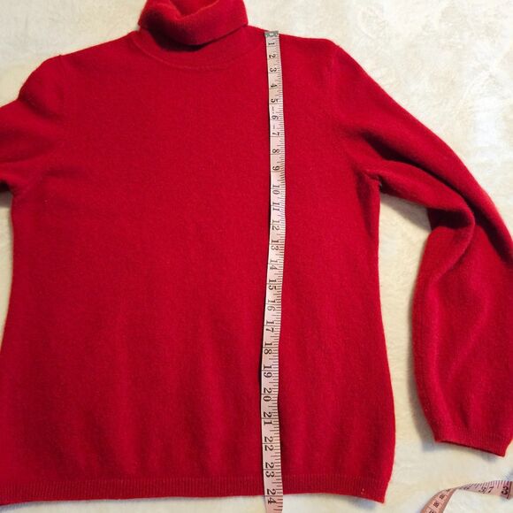 Luxury Red 100% Cashmere Turtleneck Sweater XL 2 Ply Jumper Pullover Cashmere - Picture 3 of 8